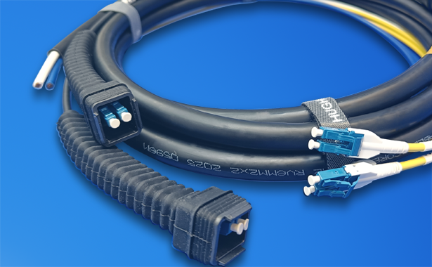 Nokia-compatible hybrid fibre and power jumper with Flexiboot